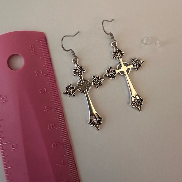 Cross Earrings Large Cross Earrings Dangle Gothic Religious - Picture 2 of 5